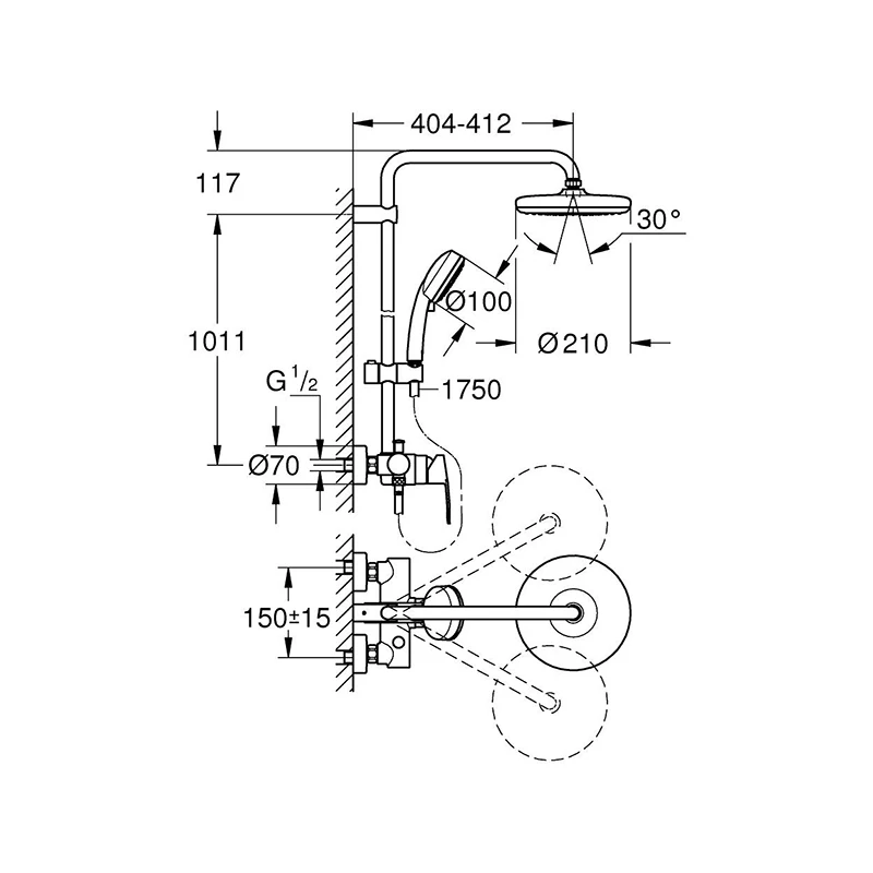 Grohe Tempesta Cosmopolitan System 210 zuhanyrendszer egykaros csapteleppel