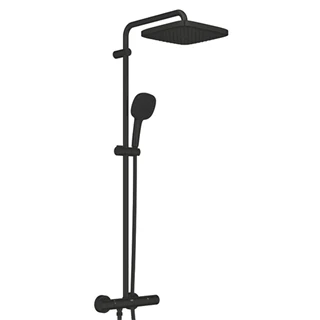 Grohe Tempesta System 250 Cube termosztátos zuhanyrendszer, falsíkon kívüli, matt fekete, szögletes