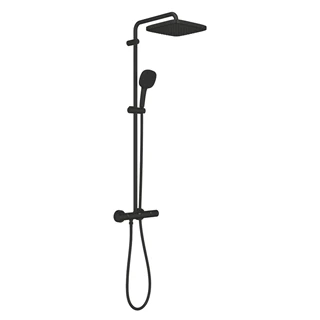 Grohe Tempesta System 250 Cube termosztátos zuhanyrendszer, falsíkon kívüli, matt fekete, szögletes
