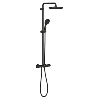 Grohe Tempesta System 250 Termosztátos zuhanyrendszer falra szerelésre Matt fekete kerek