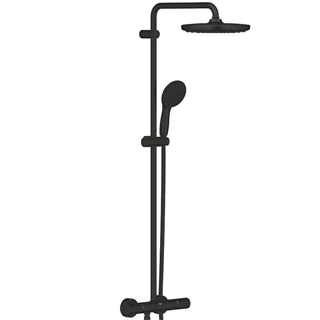 Grohe Tempesta System 250 Termosztátos zuhanyrendszer falra szerelésre Matt fekete kerek