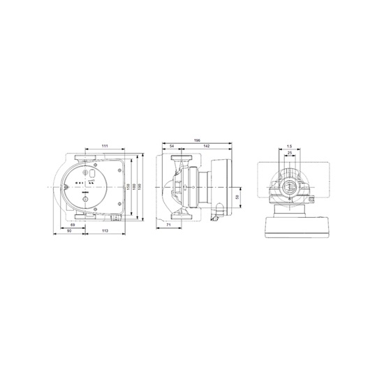 Grundfos MAGNA1 25-120 180 1x230V PN10 fűtési keringető szivattyú