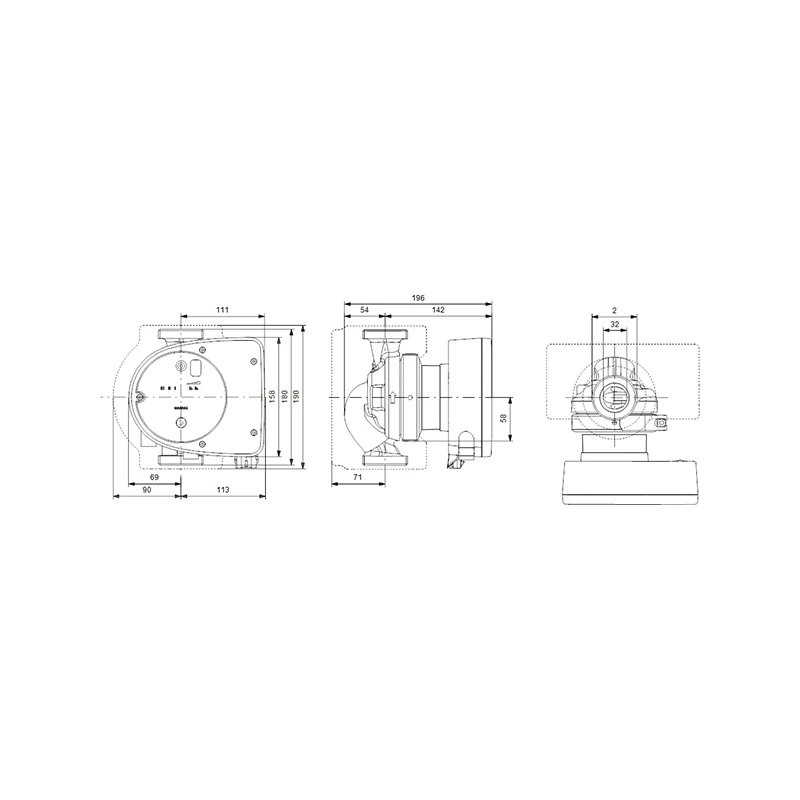 Grundfos MAGNA1 32-40 180 1x230V PN10 fűtési keringető szivattyú