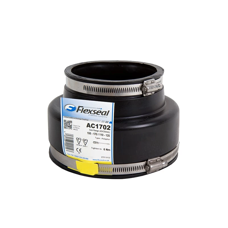 Gumikarmantyú szűkített, Flexseal XAC 160/136, átmérő: 144-160 mm-ről 121-136 mm-re, hossz: 120 mm, EPDM, max. 0,6 bar