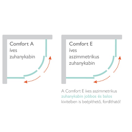 H2O Comfort A íves zuhanykabin 80*80 10228080-01-01