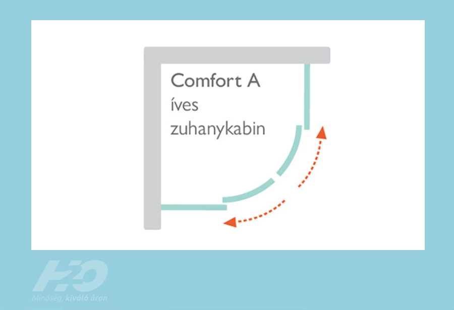 H2O Comfort A íves zuhanykabin 90*90  fekete 10229090-54-01