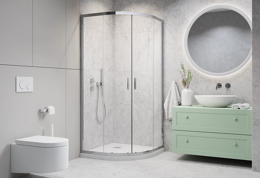 H2O Comfort E íves aszimmetrikus zuhanykabin 100x80 10248010-01-01