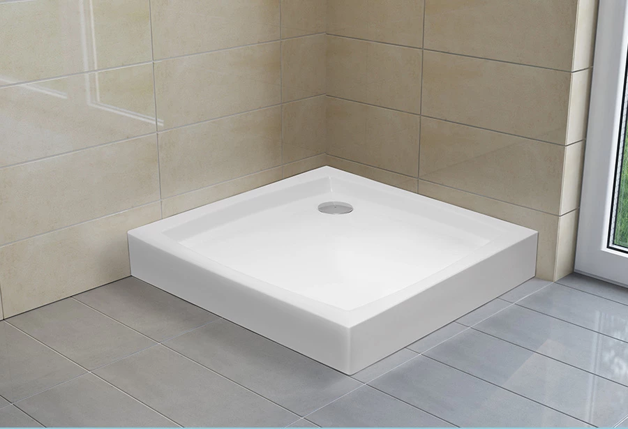 H2O zuhanytálca Nero C standard szögletes zuhanytálca 90x90x14 szifonnal