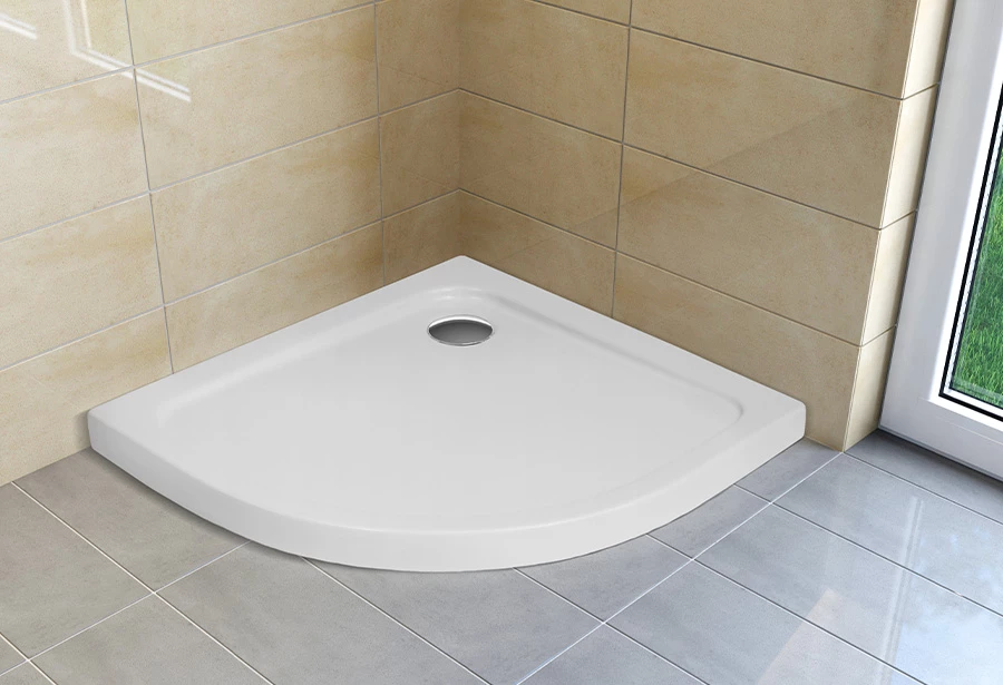 H2O zuhanytálca Slim Nero A standard íves zuhanytálca 90x90x5,5 szifonnal