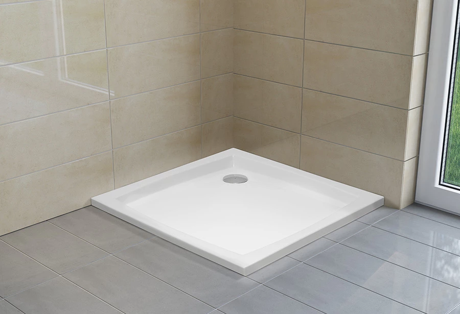 H2O zuhanytálca Slim Nero C standard szögletes zuhanytálca 80x80x8 szifonnal