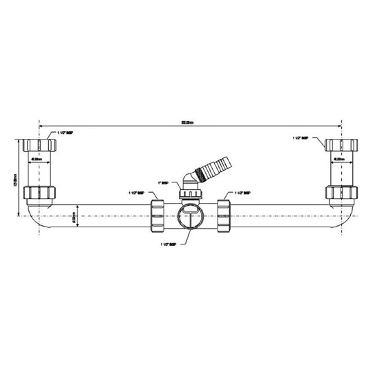 HC11 két medencés mosogató bekötő 6/4”x40mm, tömlő csatlakozóval