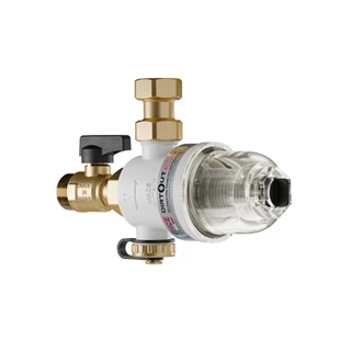 HCE DirtOut Compact 3/4"-os mágneses iszapleválasztó mechanikus szűrővel, átlátszó/fehér