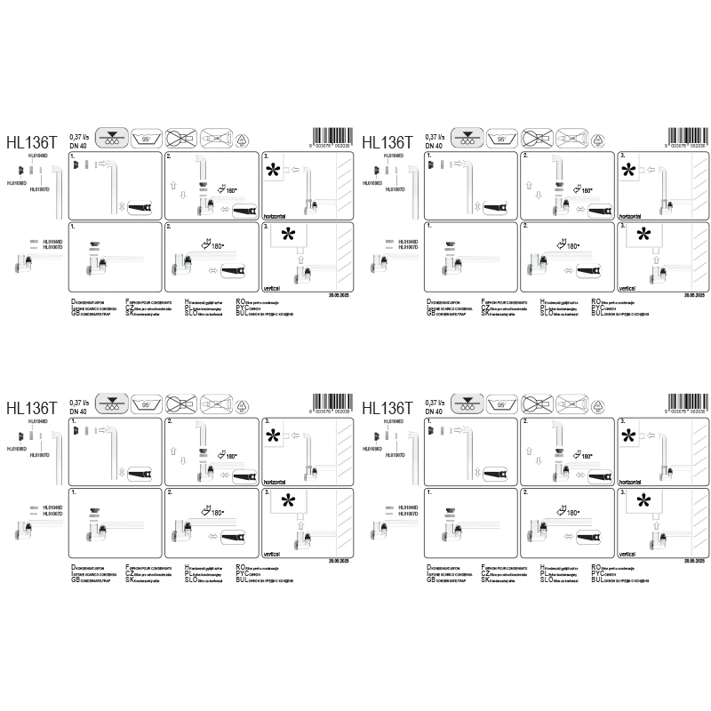 HL136T kondenzvíz gyüjtő szifon DN40 x 5/4 " ill. d12-18 függőleges vagy vízszintes bemenettel