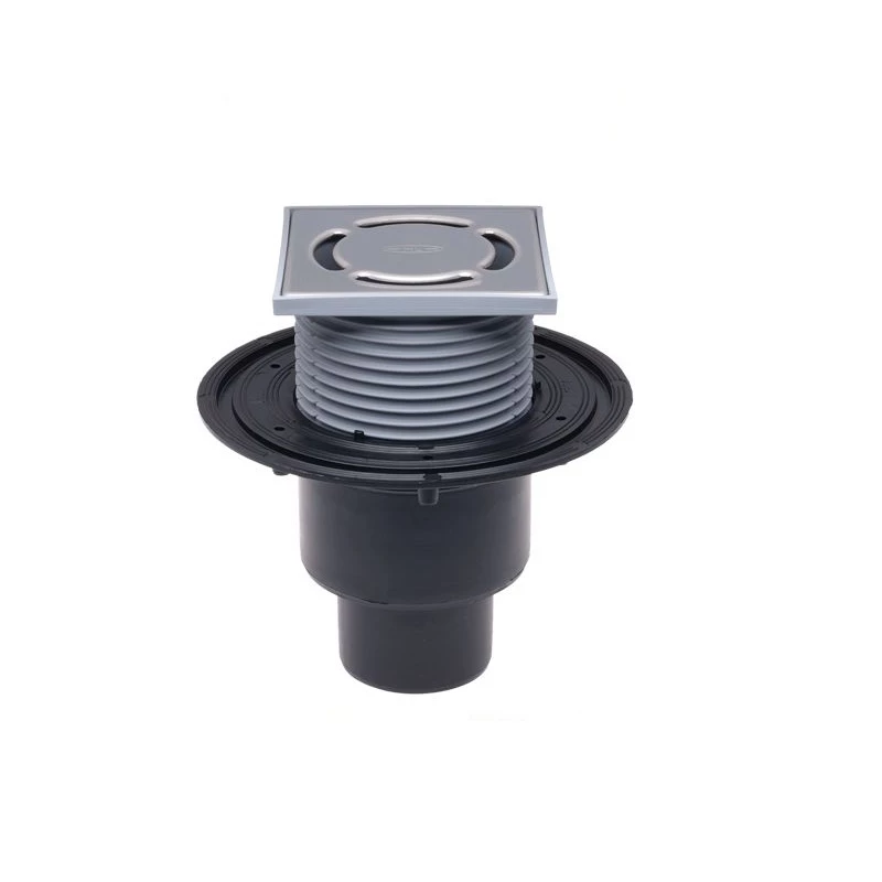 HL310N Padlóösszefolyó DN50/75/110 függőleges kimenettel, szigetelő karimával, bűzzárral, 123x123mm/115x115mm