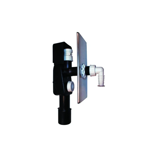 HL404.1 PE mosógépszifon légbeszivó szeleppel,beépítö kerettel Niro fedőlappal