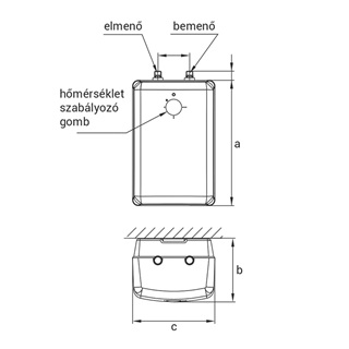 Hajdu átfolyós vízmelegítő, alsó elhelyezésű, felső bekötésű, 10 lit., FTA-10 (egykaros csaptelep)