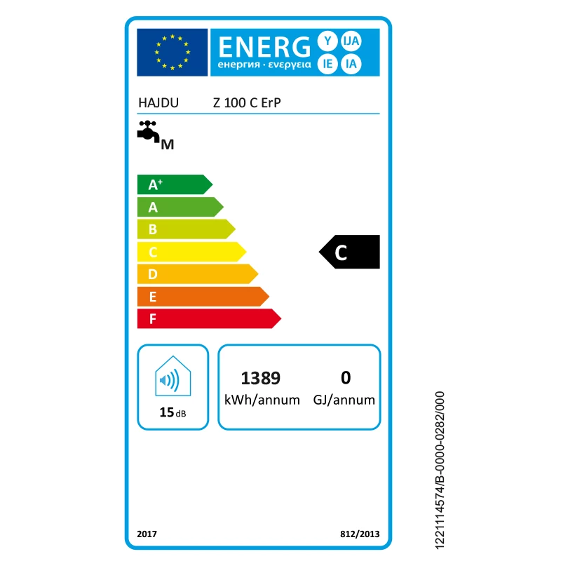 Hajdu Z 100 C ErP villanybojler, függőleges elhelyezésű, kerámiafűtővel, 100 l