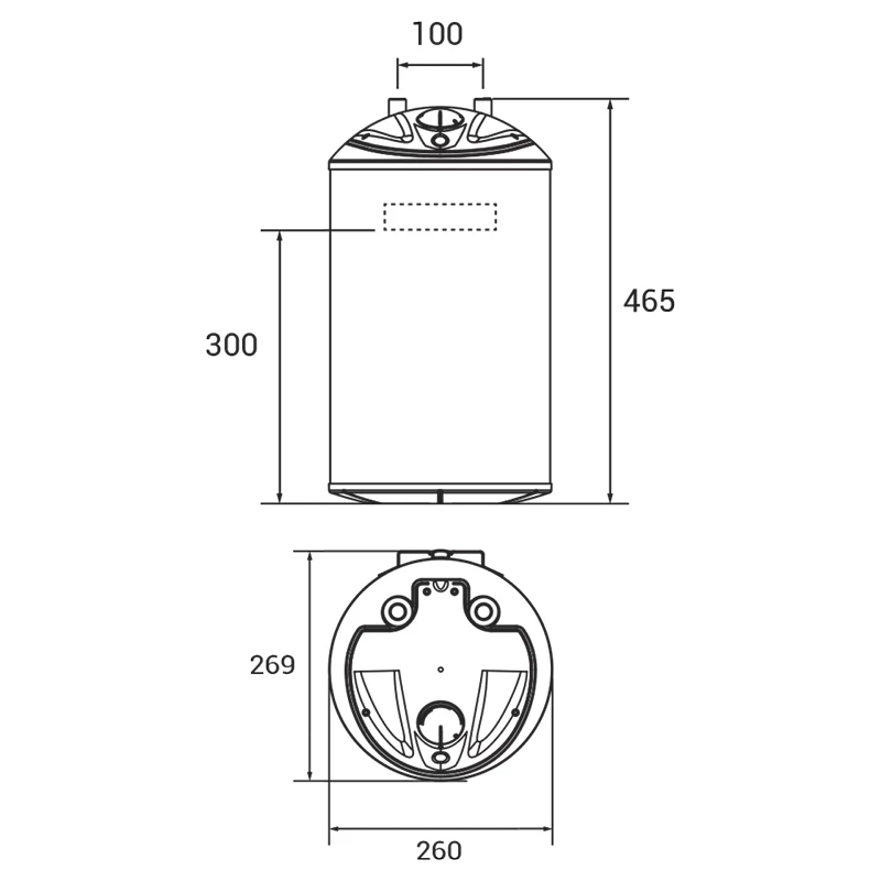 Hajdu Aquastic AQ 10A villanybojler, alsó elhelyezésű, felső bekötésű,  10 l
