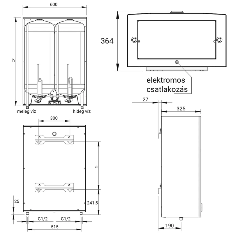 Hajdu Aquastic AQ FLAT 50 ErP villanybojler, szabályozóval , függőleges vagy vízszintes, 50l