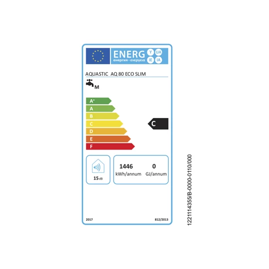 Hajdu elektromos forróvíztároló, 80 lit., függőleges, Aquastic AQ ECO SLIM 80 ErP, keskeny kivitel