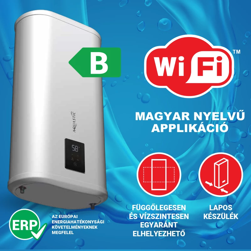 Hajdu AQUASTIC AQ FLAT 100 WIFI Erp villanybojler szabályozóval,  100 l