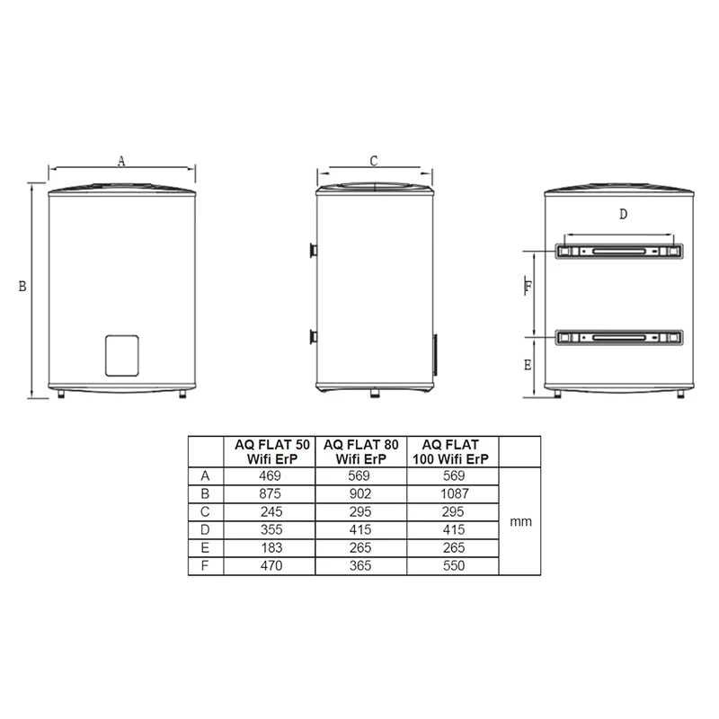 Hajdu AQUASTIC AQ FLAT 50 WIFI Erp villanybojler lapos szögletes, 50 l 