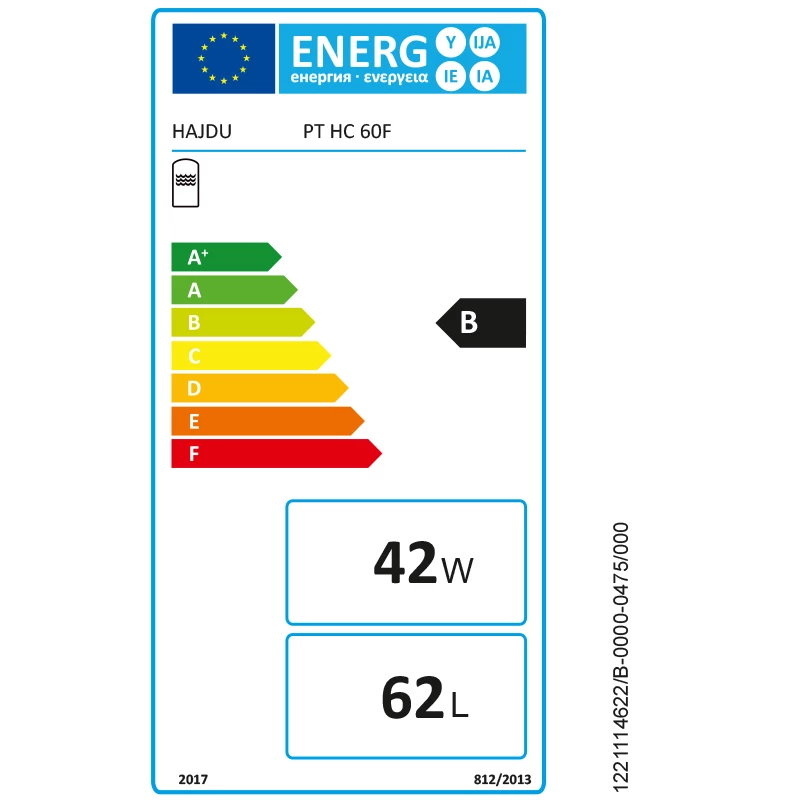 Hajdu puffertároló,   60 lit., hőcserélő nélkül, fali, hőszivattyús rendszerekhez, 2+2 csonk, PT HC 60F
