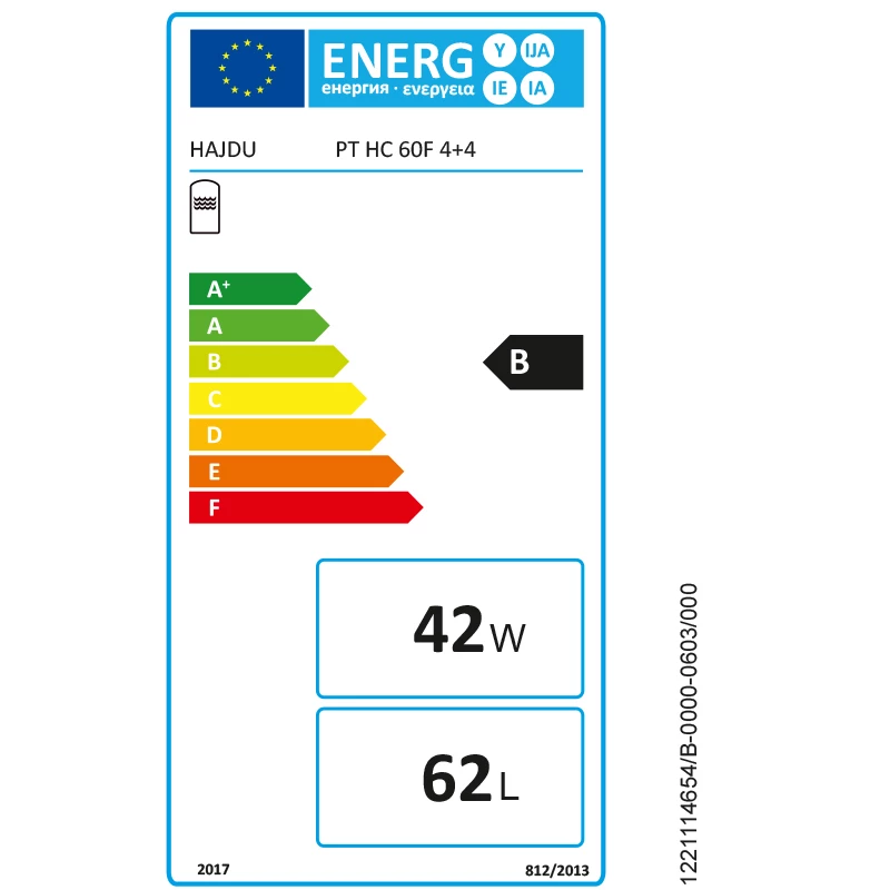Hajdu puffertároló,   60 lit., hőcserélő nélkül, fali, hőszivattyús rendszerekhez, 4+4 csonk, PT HC 60F 4+4