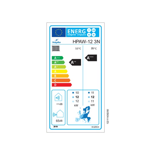 Hajdu HPAW-12 fűtési/hűtési levegő-víz hőszivattyú, 3 fázisra, 12 kW