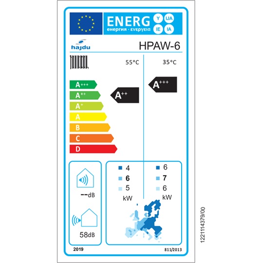 Hajdu fűtési/hűtési levegő-víz hőszivattyú 6 kW-os teljesítmény 1 fázisra,HPAW-6