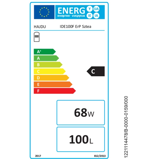 Hajdu indirekt fűtésű HMV tároló, 100 lit., fali, IND 100 F ErP szteatitos (kerámia), cirkulációs csonkkal