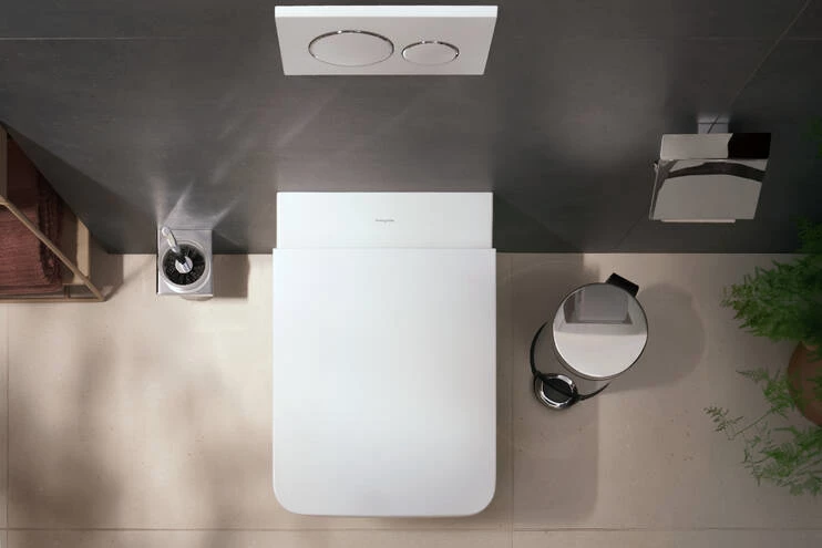Hansgrohe AddStoris fali wc kefe szett (fém tartó + üveg tartály + wc kefe), króm jellegű felület