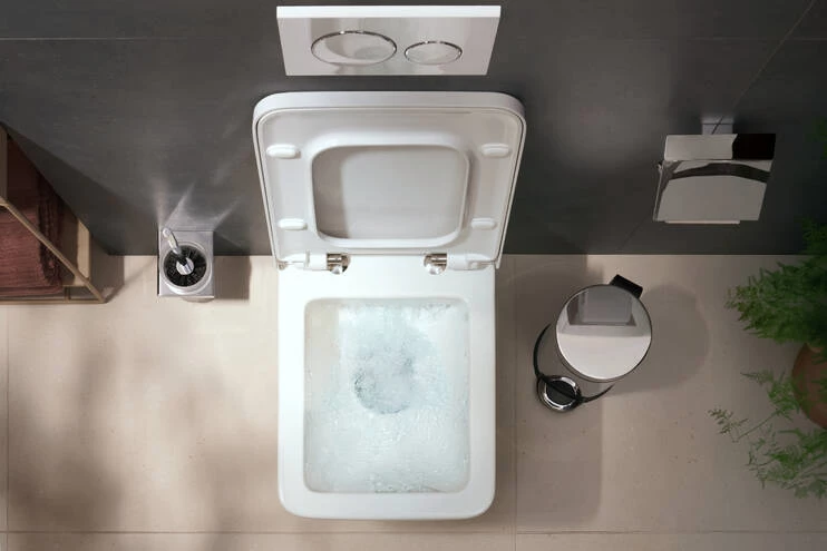 Hansgrohe AddStoris fali wc kefe szett (fém tartó + üveg tartály + wc kefe), króm jellegű felület