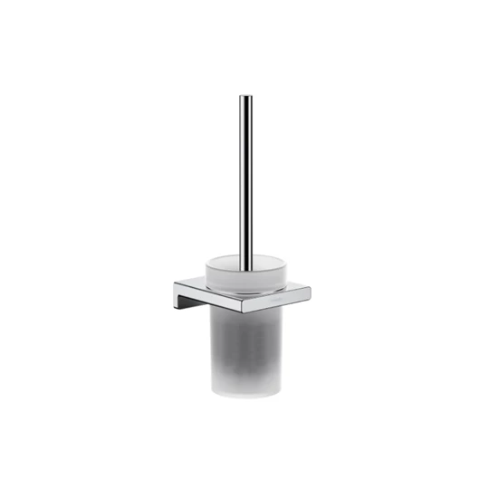 Hansgrohe AddStoris fali wc kefe szett (fém tartó + üveg tartály + wc kefe), króm jellegű felület