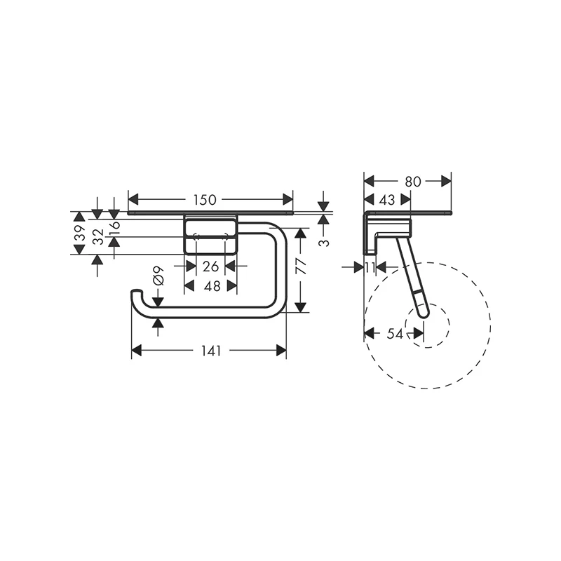 Hansgrohe Adsstoris fali wc-papír  tartó polccal, 150*80*100mm, króm felület