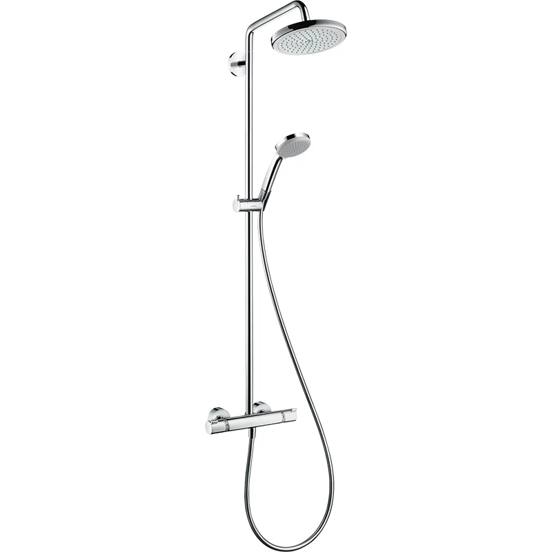 Hansgrohe Croma 100 Showerpipe EcoSmart 400 mm-es elforgatható zuhanykarral, DN15, króm