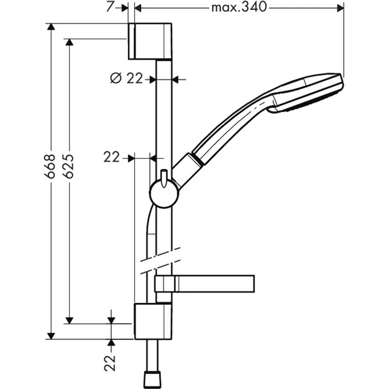 Hansgrohe Croma 100 Vario/Unica C zuhanyszett 0,65 m DN15, króm