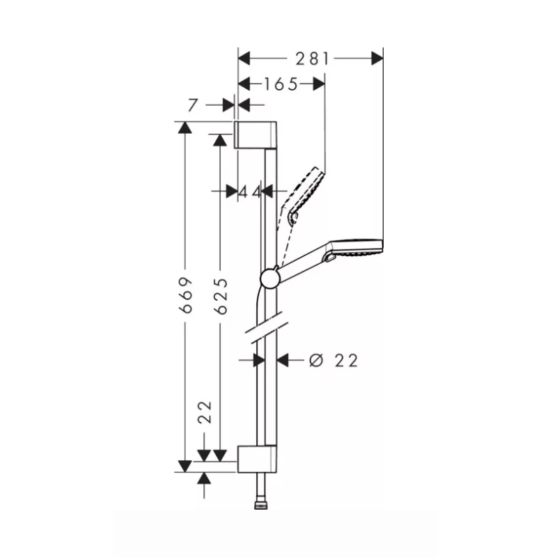 Hansgrohe Crometta Vario Unica rudas zuhanyszett 2 runkciós 650mm fehér/króm