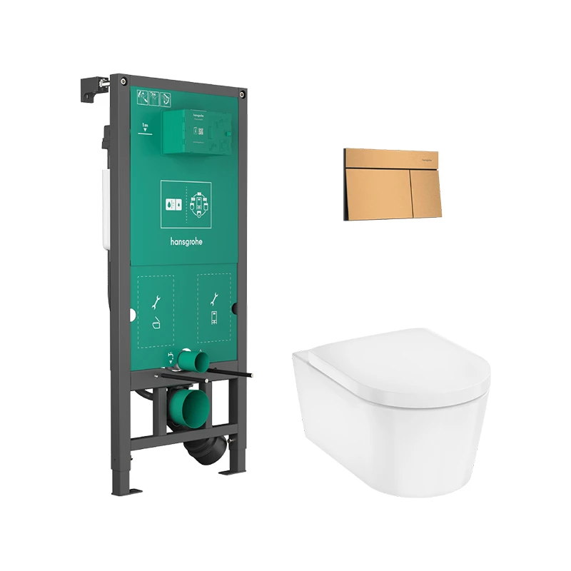 EluPura S Teljes WC-szett falsík alatti öblítőrendszerrel, iFrame Element E Bronz öblítőlappal, EluPura WC-ülőkével