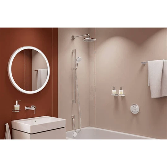 Hansgrohe FixFit S fali csőcsatlakozás visszafolyásgátlóval és szintetikus csatlakozóval, kerek, króm