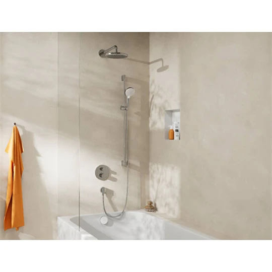 Hansgrohe FixFit S fali csőcsatlakozás visszafolyásgátlóval és szintetikus csatlakozóval, kerek, króm
