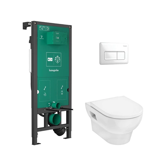 Hansgrohe GladeLake S WC-szett falsík alatti öblítőrendszerrel, iFrame Original Q öblítőlap, GladeLake WC-ülőkével