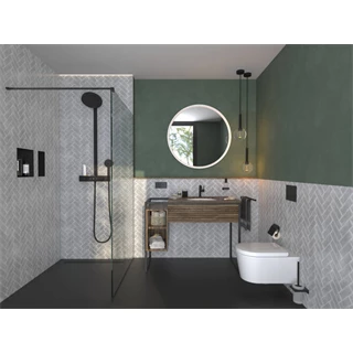 Hansgrohe Pulsify S Showerpipe 260, 2 jet EcoSmart, és ShowerTablet Select 400 falon kívüli zuhanyrendszer matt fekete