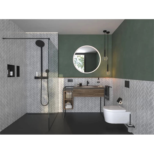 Hansgrohe Pulsify S Showerpipe 260, 2 jet EcoSmart, és ShowerTablet Select 400 falon kívüli zuhanyrendszer matt fekete