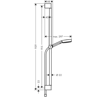 Hansgrohe Pulsify Select S Zuhanyszett 105, 3 jet Relaxation EcoSmart, 90 cm-es zuhanyrúddal,krómozott