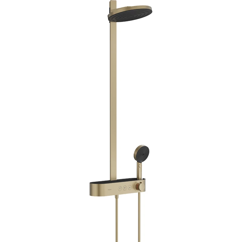 Hansgrohe Pulsify Showerpipe 260, 2 jet EcoSmart, és ShowerTablet Select 400 szálcsiszolt bronz