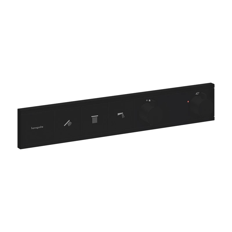 Hansgrohe RainSelect termosztát falsík alatti telepítéshez, 3 funkciós matt fekete