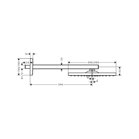 Hansgrohe Raindance E 300 1jet fejzuhany fali csatlakozóval, króm