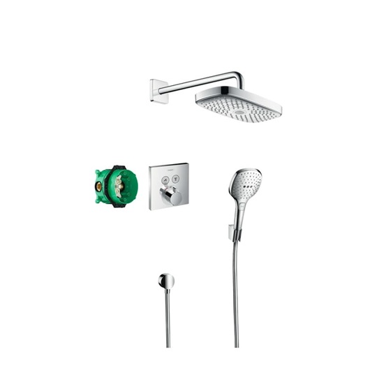 Hansgrohe Raindance Select E falsík alatti zuhanyrendszer ShowerSelect termosztáttal, fej- és kézizuhannyal