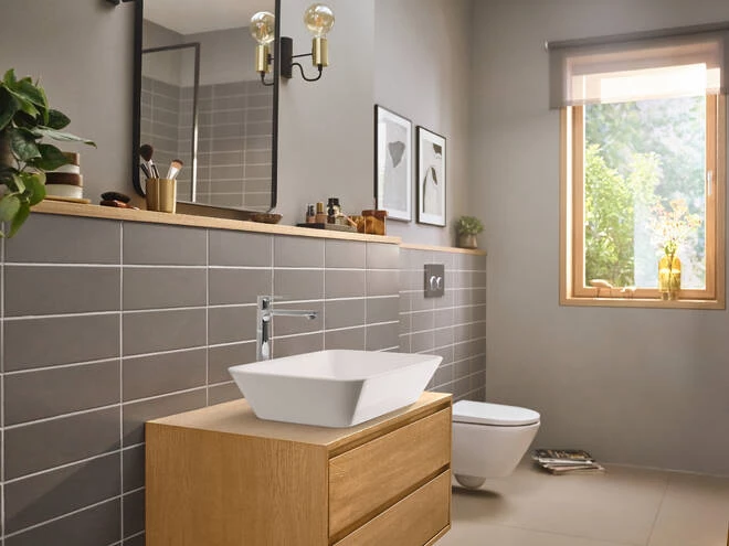 Hansgrohe Rebris E Egykaros mosdócsaptelep 240 kézmosókhoz, CoolStart, EcoSmart+,  automata lefolyógarnitúrával